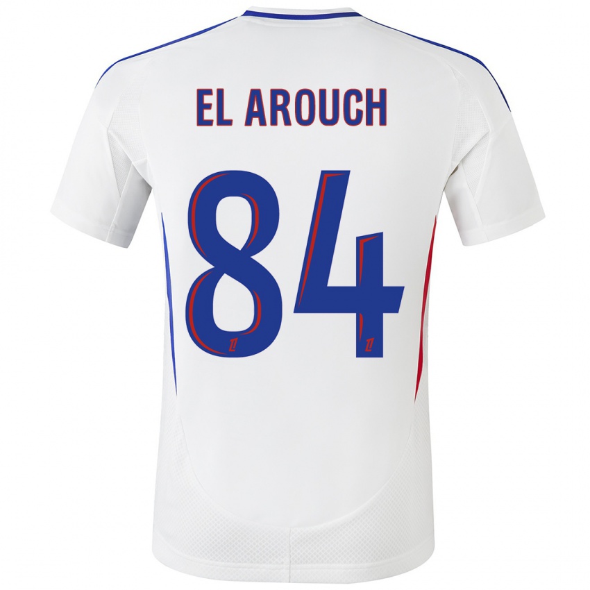 Mujer Camiseta Mohamed El Arouch #84 Blanco Azul 1ª Equipación 2024/25 La Camisa Chile