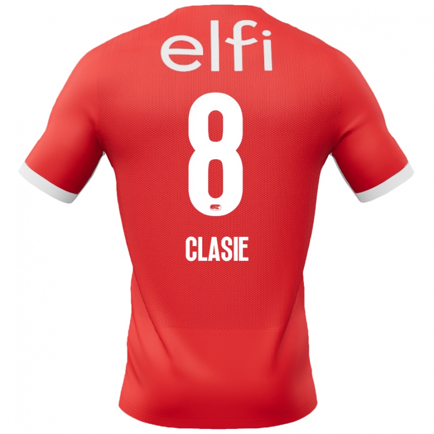 Mujer Camiseta Jordy Clasie #8 Rojo Blanco 1ª Equipación 2024/25 La Camisa Chile