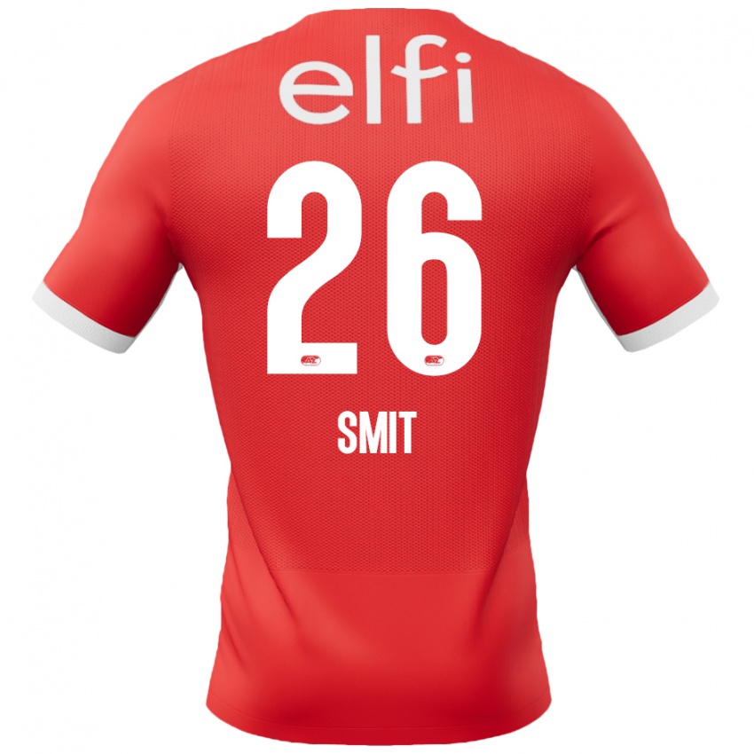 Mujer Camiseta Kees Smit #26 Rojo Blanco 1ª Equipación 2024/25 La Camisa Chile