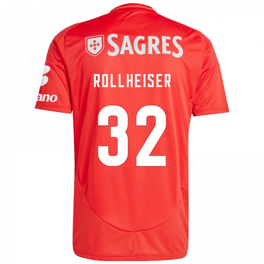 Mujer Camiseta Benjamín Rollheiser #32 Rojo Blanco 1ª Equipación 2024/25 La Camisa Chile