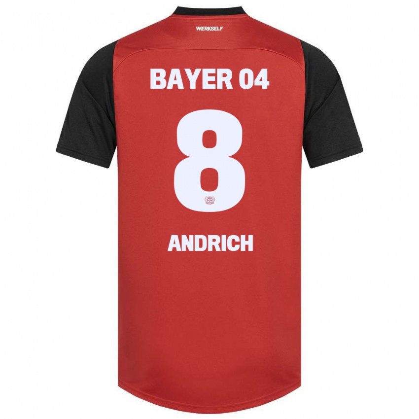 Mujer Camiseta Robert Andrich #8 Rojo Negro 1ª Equipación 2024/25 La Camisa Chile