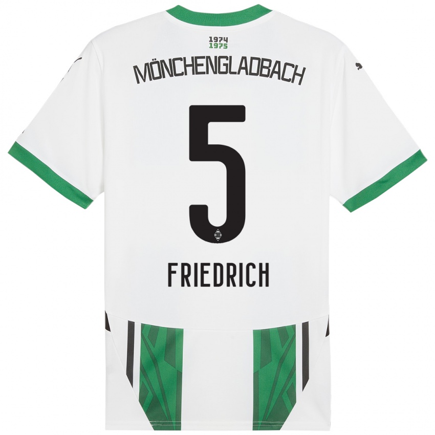 Mujer Camiseta Marvin Friedrich #5 Blanco Verde 1ª Equipación 2024/25 La Camisa Chile