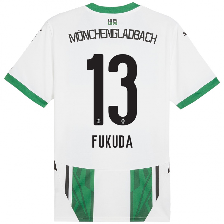 Mujer Camiseta Shio Fukuda #13 Blanco Verde 1ª Equipación 2024/25 La Camisa Chile