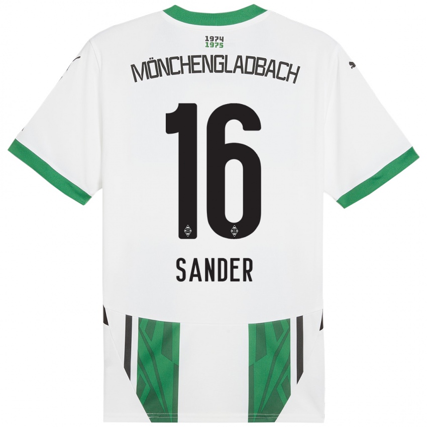 Mujer Camiseta Philipp Sander #16 Blanco Verde 1ª Equipación 2024/25 La Camisa Chile