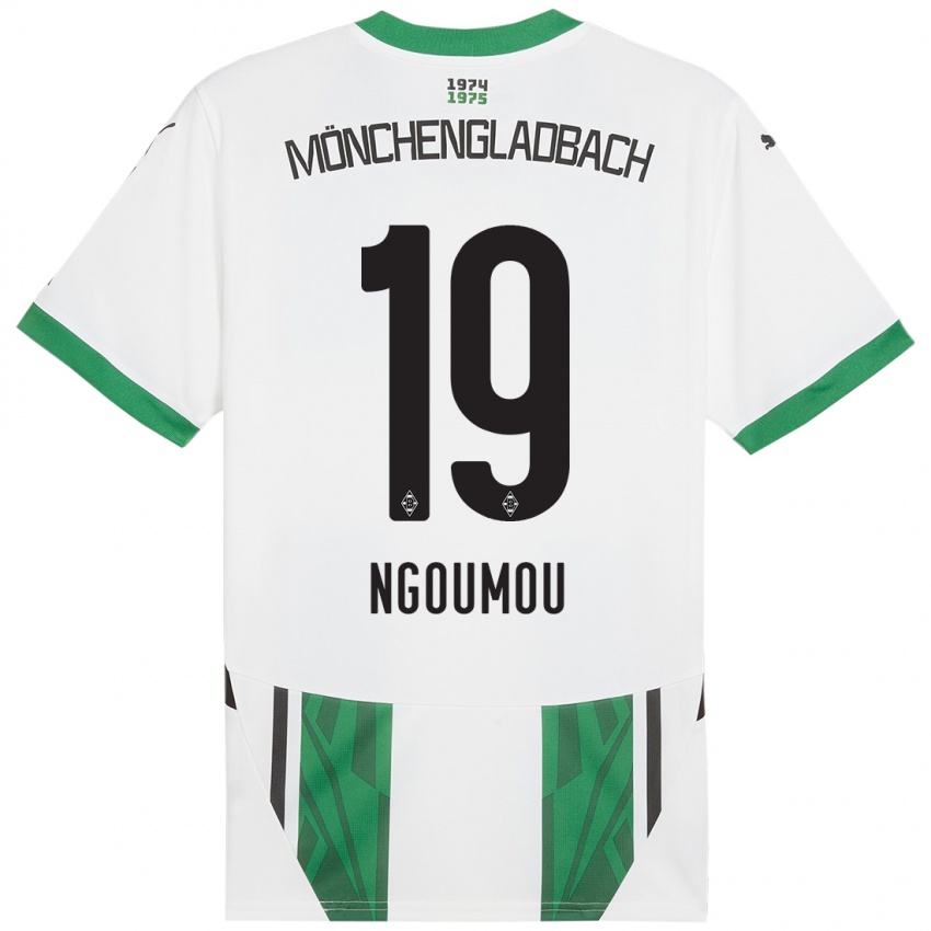 Mujer Camiseta Nathan Ngoumou #19 Blanco Verde 1ª Equipación 2024/25 La Camisa Chile