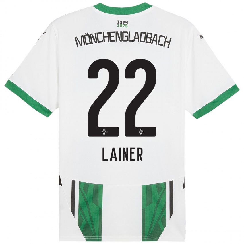 Mujer Camiseta Stefan Lainer #22 Blanco Verde 1ª Equipación 2024/25 La Camisa Chile