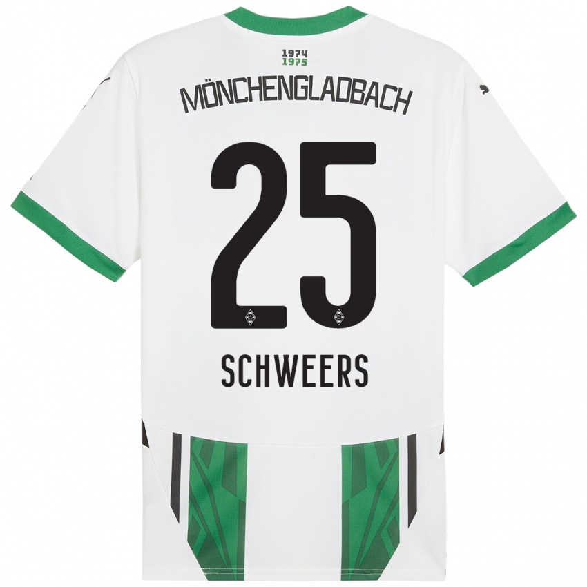 Mujer Camiseta Lion Schweers #25 Blanco Verde 1ª Equipación 2024/25 La Camisa Chile