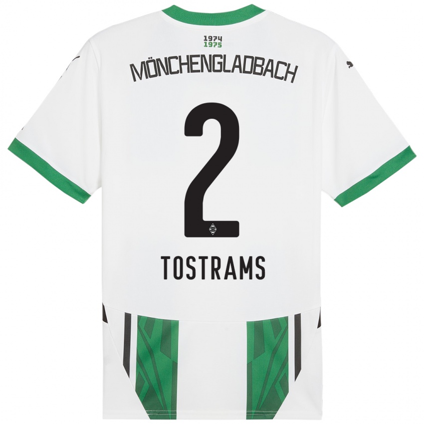 Mujer Camiseta Eva Tostrams #2 Blanco Verde 1ª Equipación 2024/25 La Camisa Chile