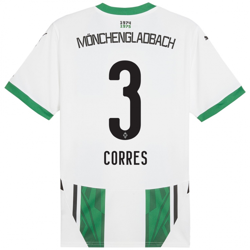 Mujer Camiseta Carolin Corres #3 Blanco Verde 1ª Equipación 2024/25 La Camisa Chile