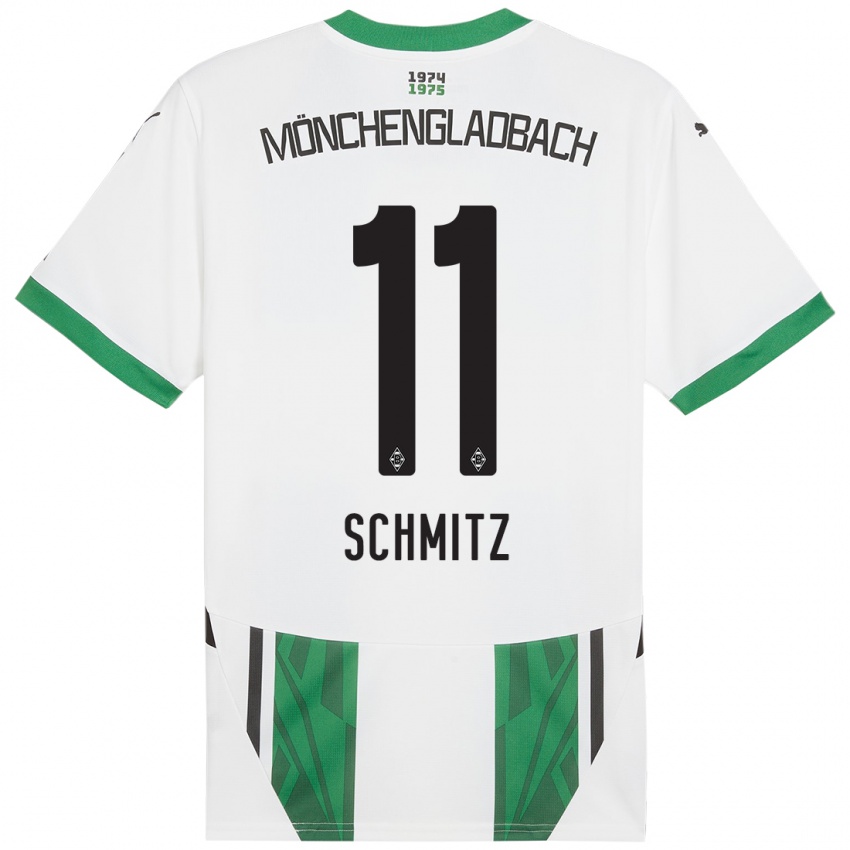 Mujer Camiseta Louisa Schmitz #11 Blanco Verde 1ª Equipación 2024/25 La Camisa Chile