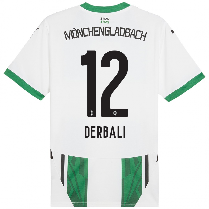 Mujer Camiseta Louisa Derbali #12 Blanco Verde 1ª Equipación 2024/25 La Camisa Chile