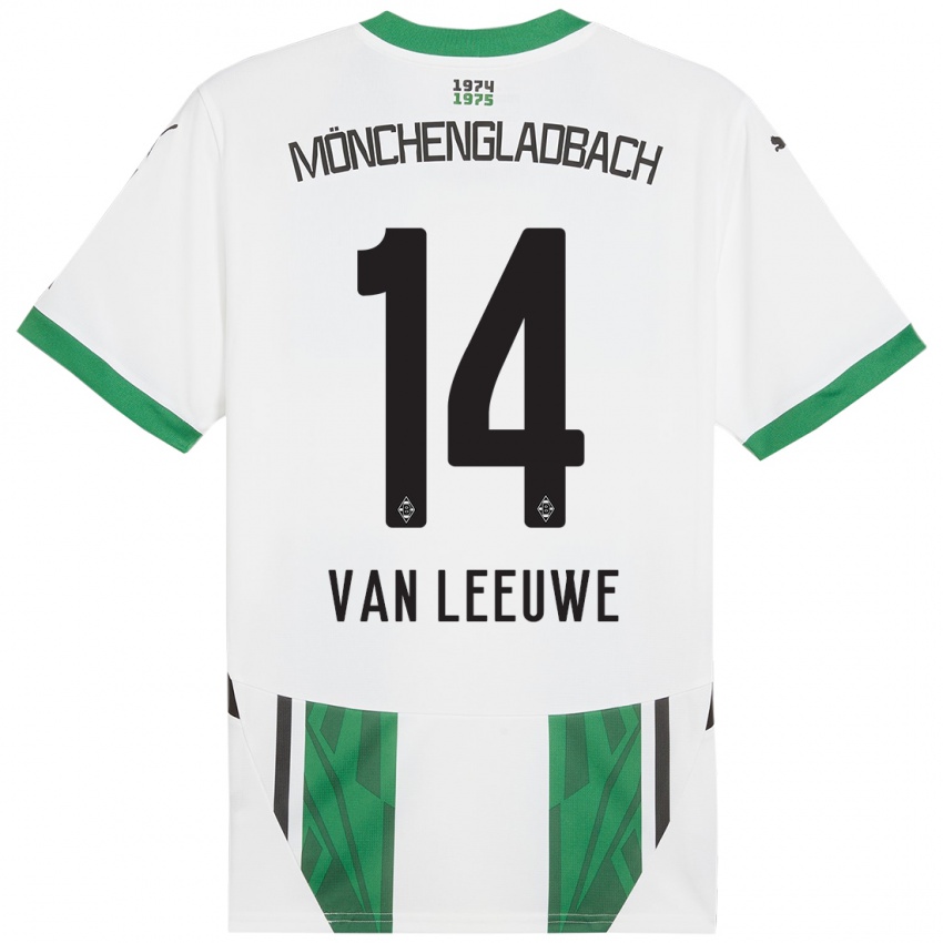 Mujer Camiseta Kyra Van Leeuwe #14 Blanco Verde 1ª Equipación 2024/25 La Camisa Chile