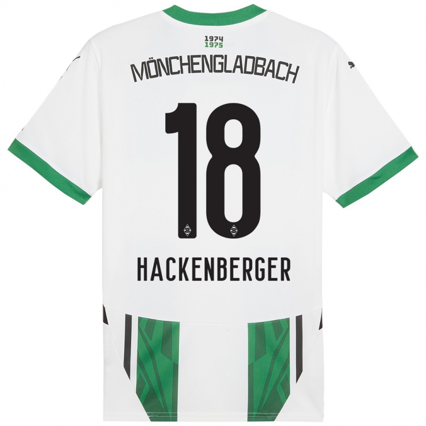 Mujer Camiseta Jessica Hackenberger #18 Blanco Verde 1ª Equipación 2024/25 La Camisa Chile