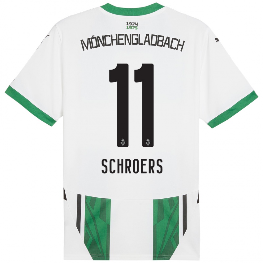 Mujer Camiseta Mika Schroers #11 Blanco Verde 1ª Equipación 2024/25 La Camisa Chile