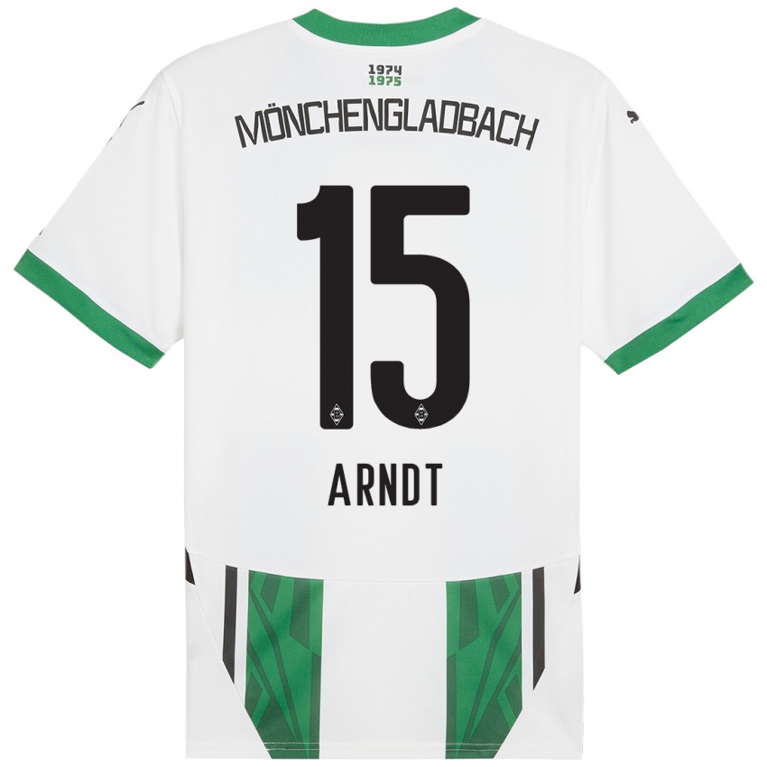 Mujer Camiseta Leo Arndt #15 Blanco Verde 1ª Equipación 2024/25 La Camisa Chile