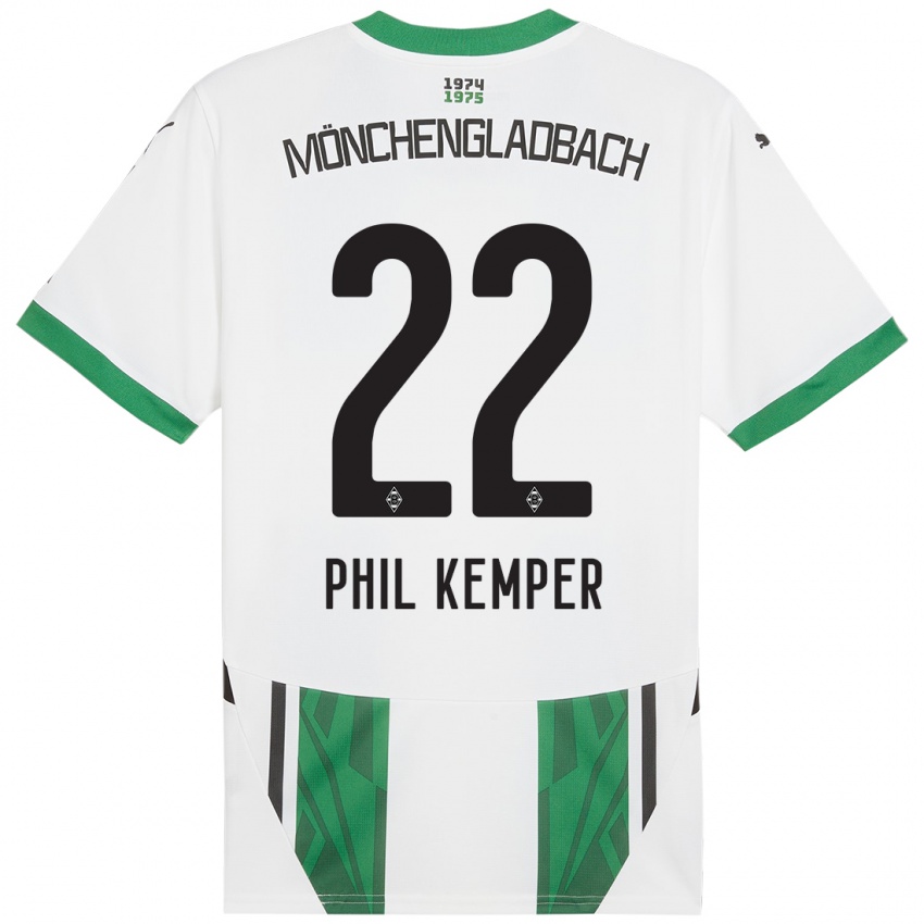 Mujer Camiseta Phil Kemper #22 Blanco Verde 1ª Equipación 2024/25 La Camisa Chile