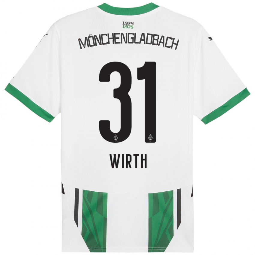 Mujer Camiseta Linus Wirth #31 Blanco Verde 1ª Equipación 2024/25 La Camisa Chile