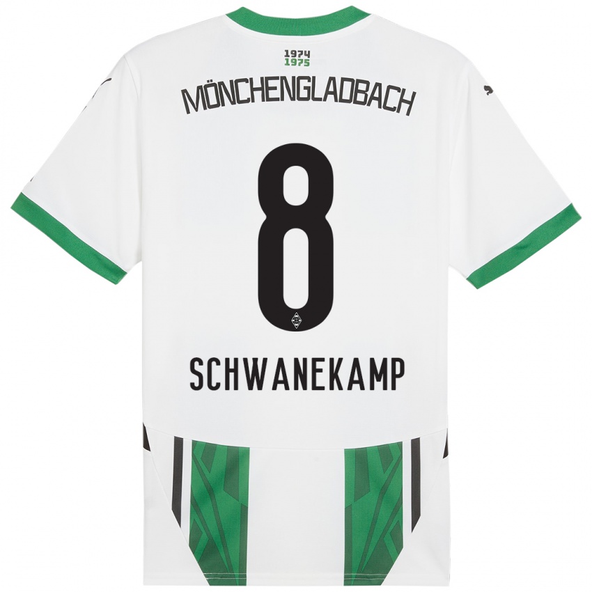 Mujer Camiseta Jana Schwanekamp #8 Blanco Verde 1ª Equipación 2024/25 La Camisa Chile