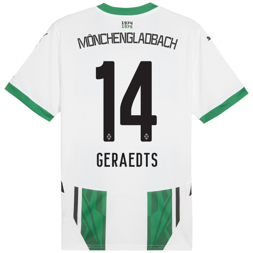 Mujer Camiseta Kelsey Geraedts #14 Blanco Verde 1ª Equipación 2024/25 La Camisa Chile