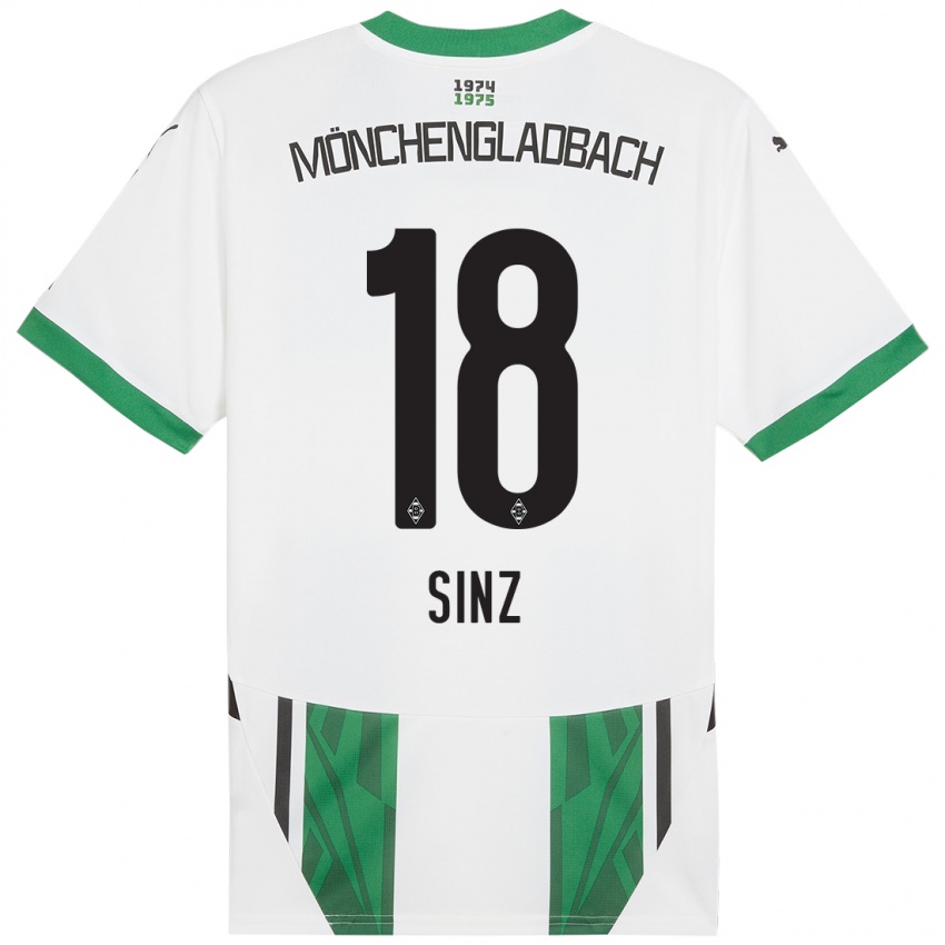 Mujer Camiseta Michelle Sinz #18 Blanco Verde 1ª Equipación 2024/25 La Camisa Chile