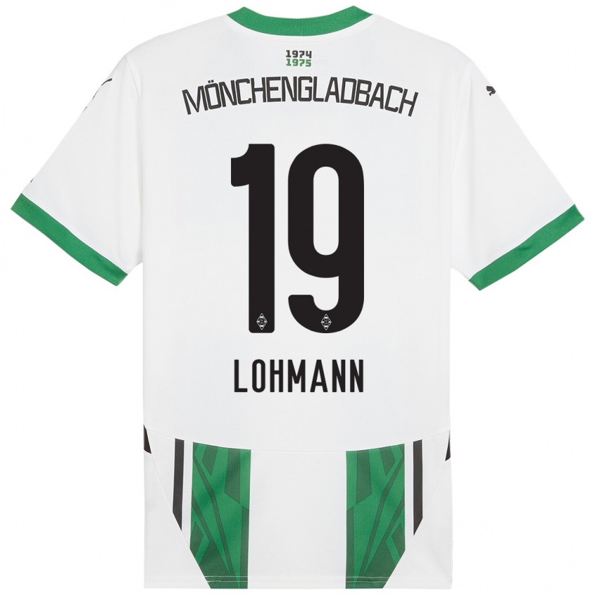 Mujer Camiseta Mona Lohmann #19 Blanco Verde 1ª Equipación 2024/25 La Camisa Chile