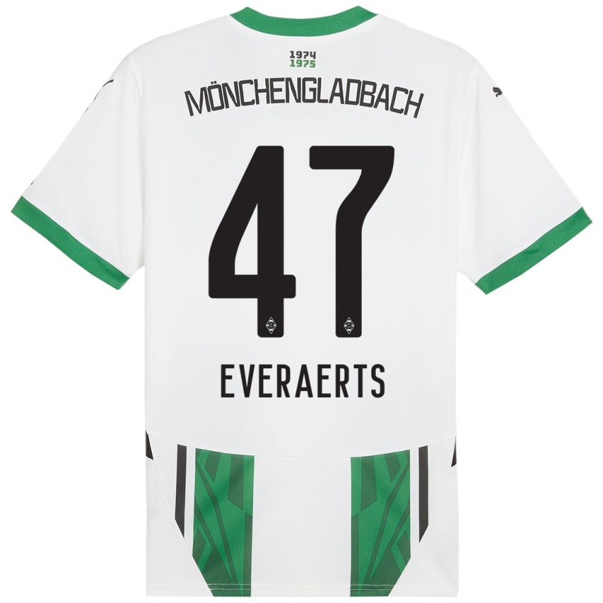 Mujer Camiseta Kim Everaerts #47 Blanco Verde 1ª Equipación 2024/25 La Camisa Chile