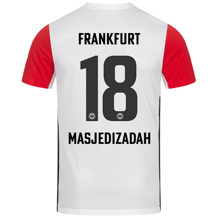 Mujer Camiseta Abolfazl Masjedizadah #18 Blanco Rojo 1ª Equipación 2024/25 La Camisa Chile