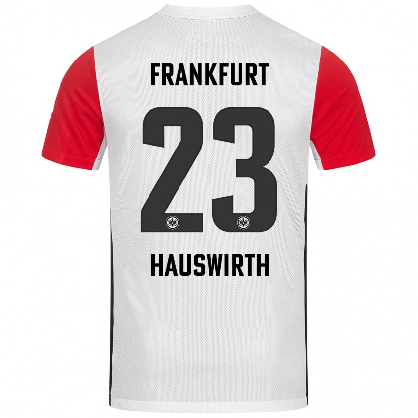 Mujer Camiseta Max Hauswirth #23 Blanco Rojo 1ª Equipación 2024/25 La Camisa Chile