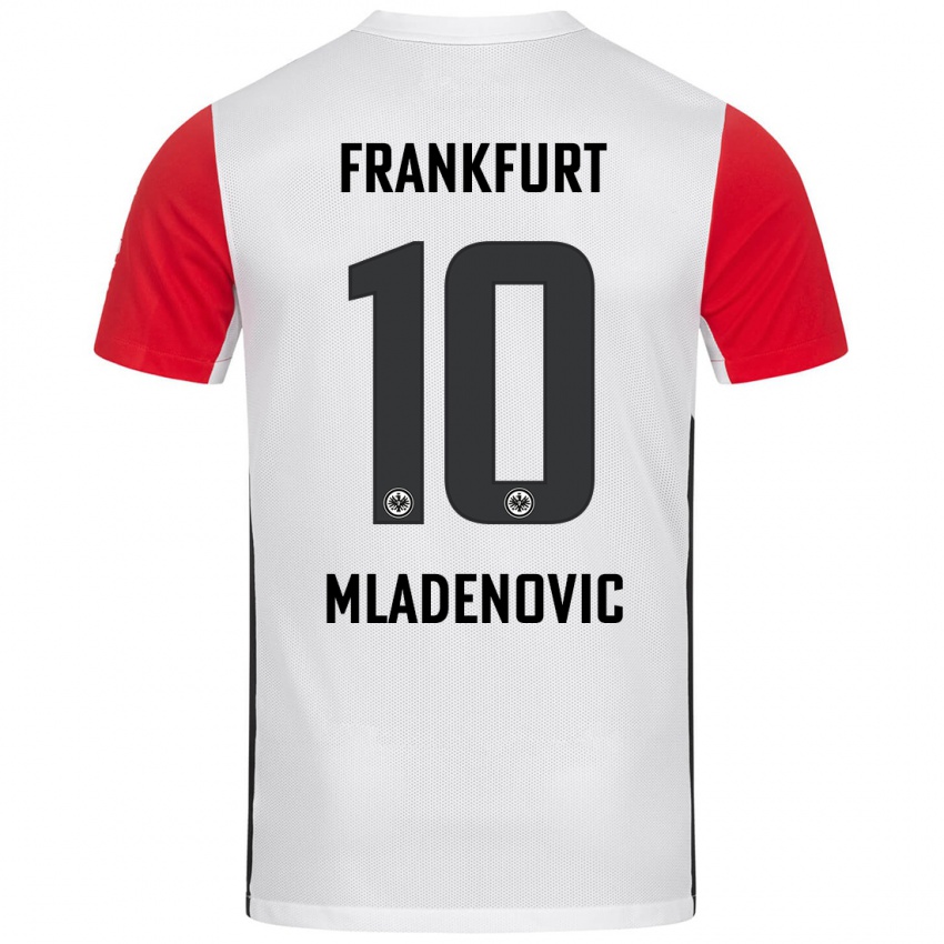 Mujer Camiseta Marko Mladenovic #10 Blanco Rojo 1ª Equipación 2024/25 La Camisa Chile