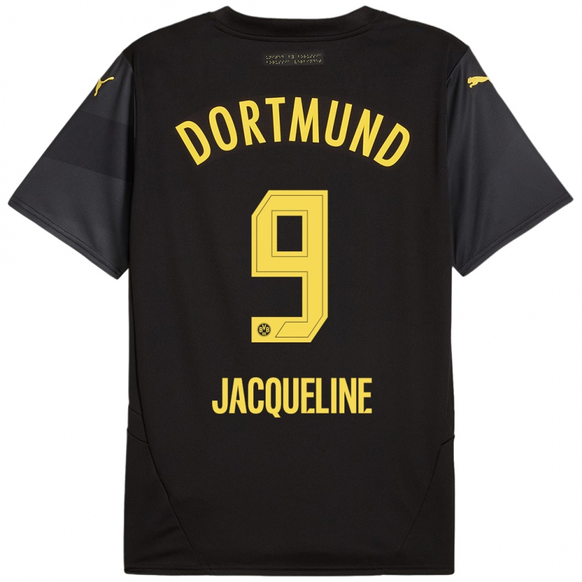 Mujer Camiseta Moreno Jacqueline #9 Negro Amarillo 2ª Equipación 2024/25 La Camisa Chile