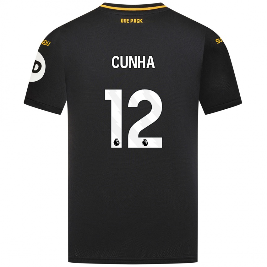 Mujer Camiseta Matheus Cunha #12 Negro 2ª Equipación 2024/25 La Camisa Chile