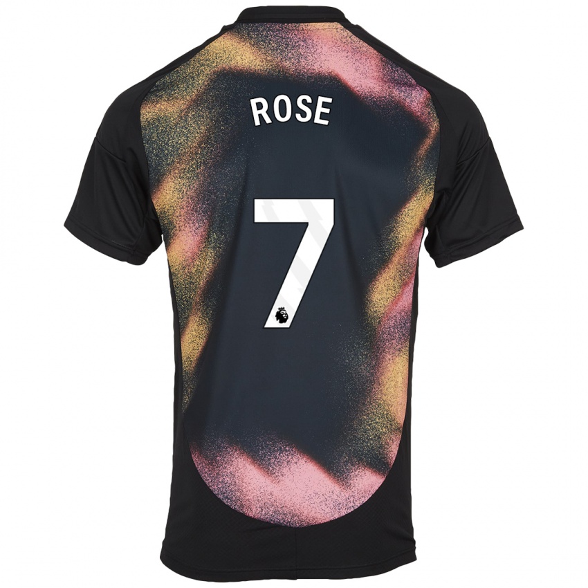 Mujer Camiseta Deanne Rose #7 Negro Blanco 2ª Equipación 2024/25 La Camisa Chile