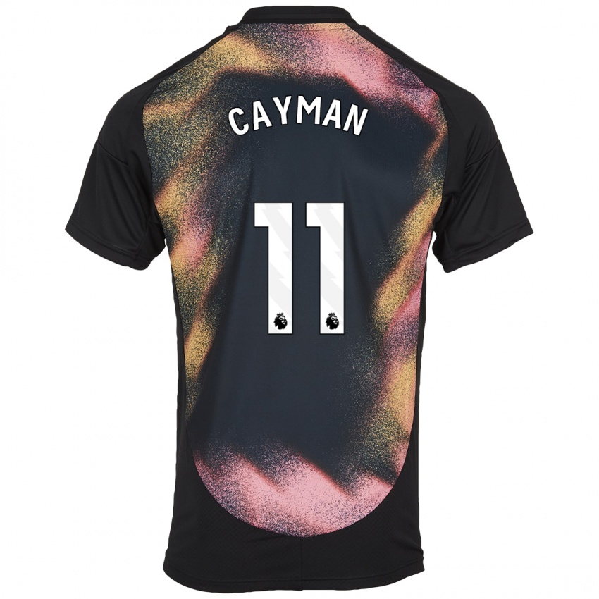 Mujer Camiseta Janice Cayman #11 Negro Blanco 2ª Equipación 2024/25 La Camisa Chile