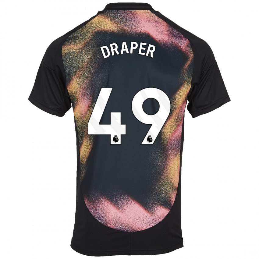 Mujer Camiseta Denny Draper #49 Negro Blanco 2ª Equipación 2024/25 La Camisa Chile