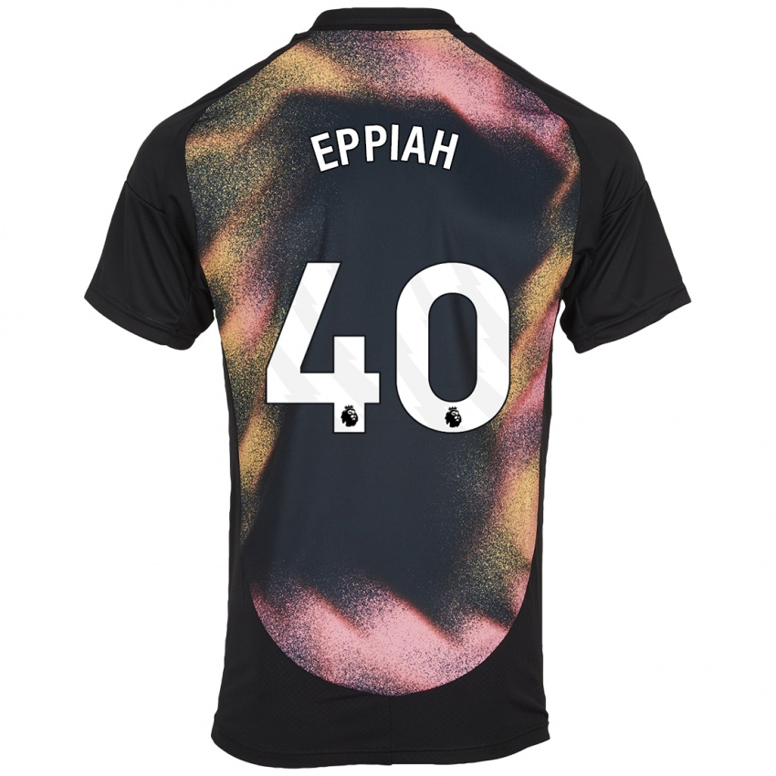 Mujer Camiseta Josh Eppiah #40 Negro Blanco 2ª Equipación 2024/25 La Camisa Chile