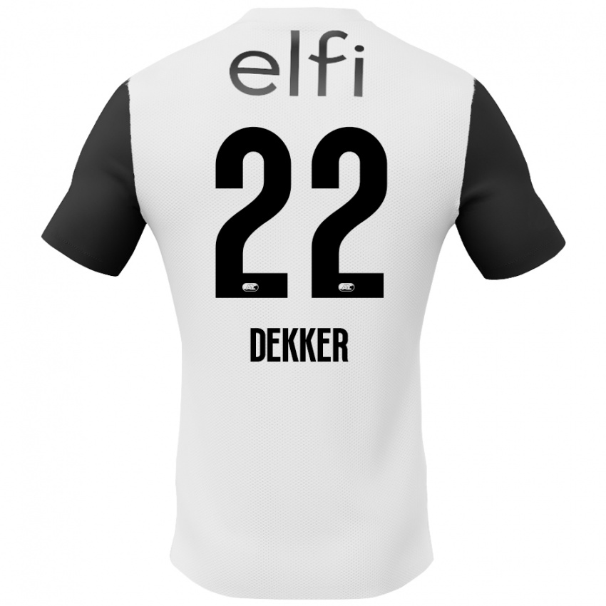 Mujer Camiseta Maxim Dekker #22 Blanco Negro 2ª Equipación 2024/25 La Camisa Chile