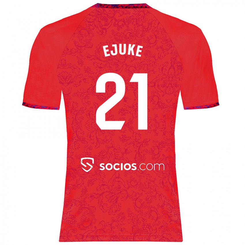 Mujer Camiseta Chidera Ejuke #21 Rojo 2ª Equipación 2024/25 La Camisa Chile