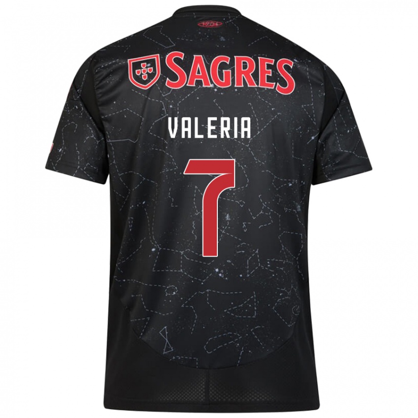 Mujer Camiseta Valeria #7 Negro Rojo 2ª Equipación 2024/25 La Camisa Chile