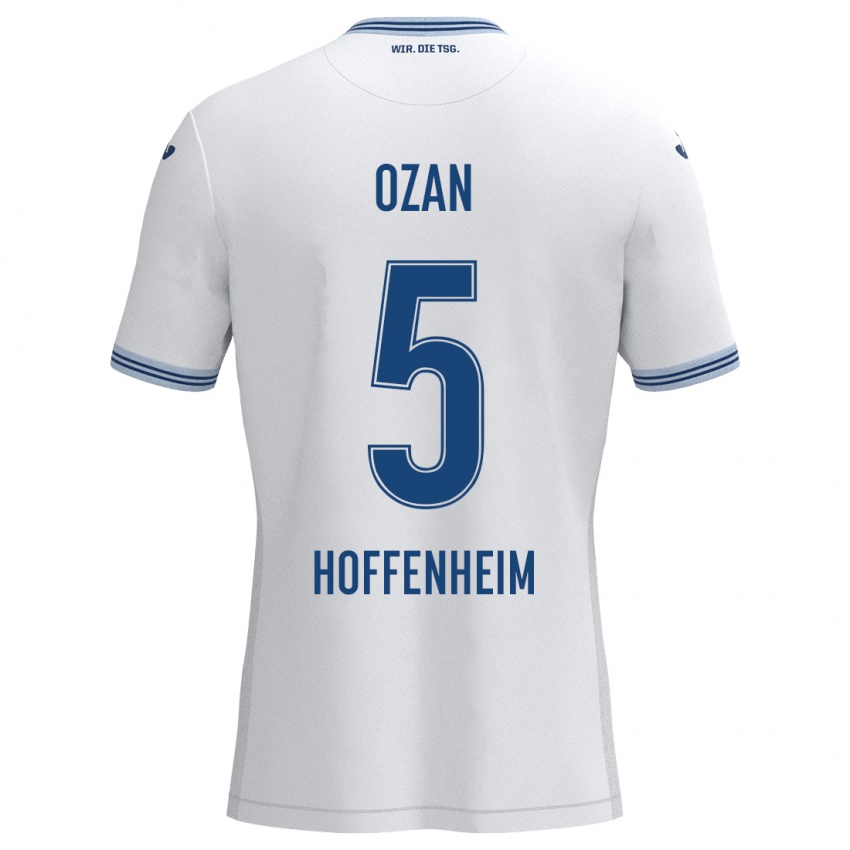 Mujer Camiseta Ozan Kabak #5 Blanco Azul 2ª Equipación 2024/25 La Camisa Chile