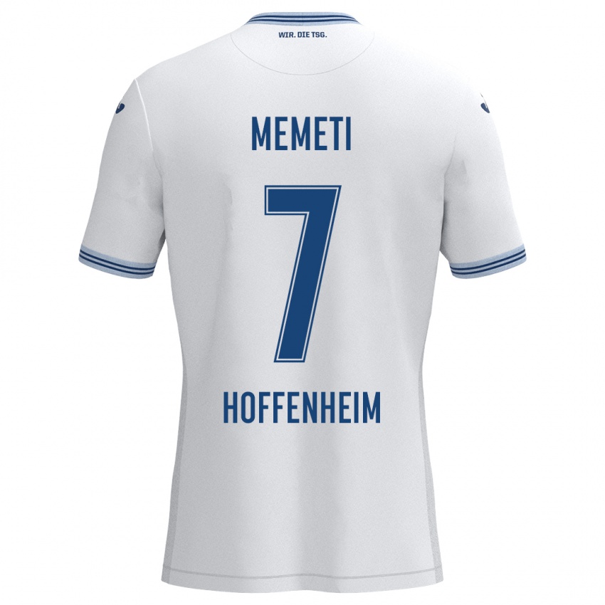 Mujer Camiseta Erëleta Memeti #7 Blanco Azul 2ª Equipación 2024/25 La Camisa Chile