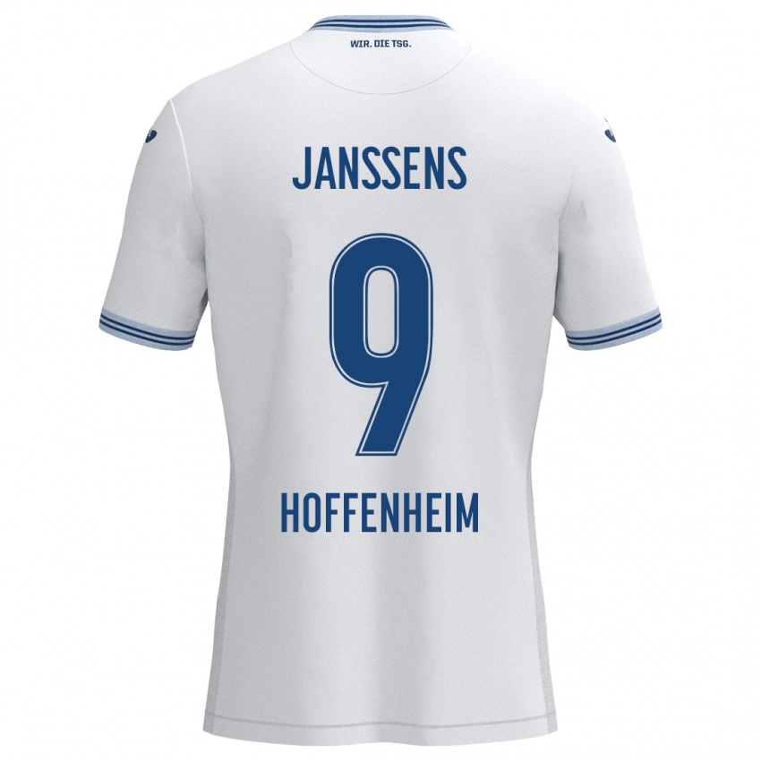 Mujer Camiseta Jill Janssens #9 Blanco Azul 2ª Equipación 2024/25 La Camisa Chile