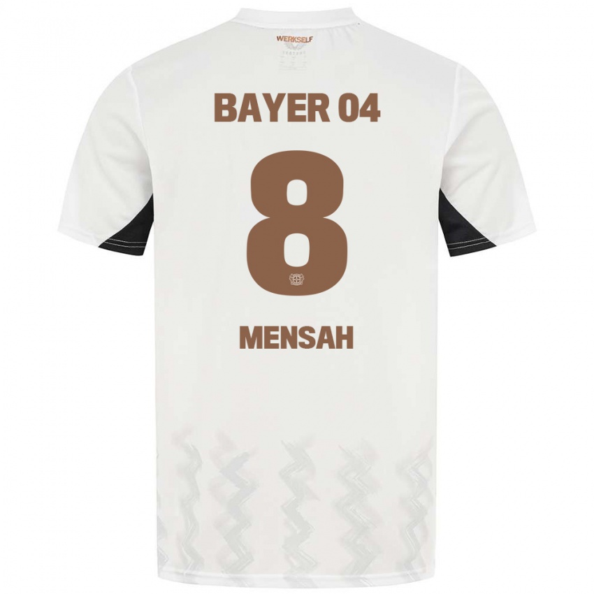 Mujer Camiseta Naba Mensah #8 Blanco Negro 2ª Equipación 2024/25 La Camisa Chile