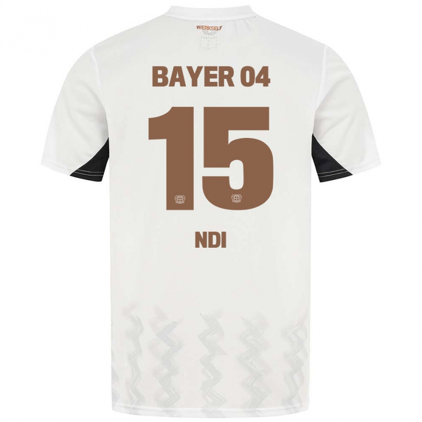 Mujer Camiseta Bradley Ndi #15 Blanco Negro 2ª Equipación 2024/25 La Camisa Chile