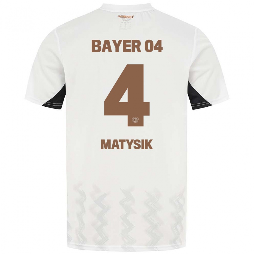 Mujer Camiseta Sylwia Matysik #4 Blanco Negro 2ª Equipación 2024/25 La Camisa Chile