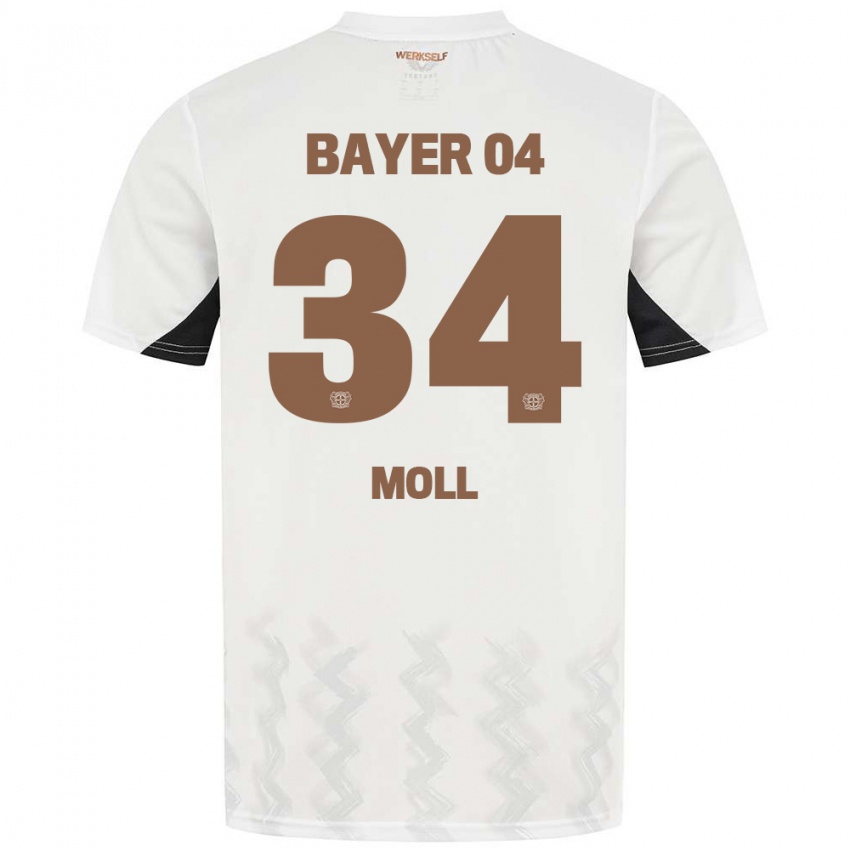 Mujer Camiseta Anne Moll #34 Blanco Negro 2ª Equipación 2024/25 La Camisa Chile