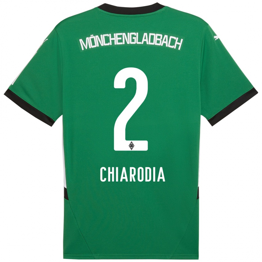 Mujer Camiseta Fabio Chiarodia #2 Verde Blanco 2ª Equipación 2024/25 La Camisa Chile