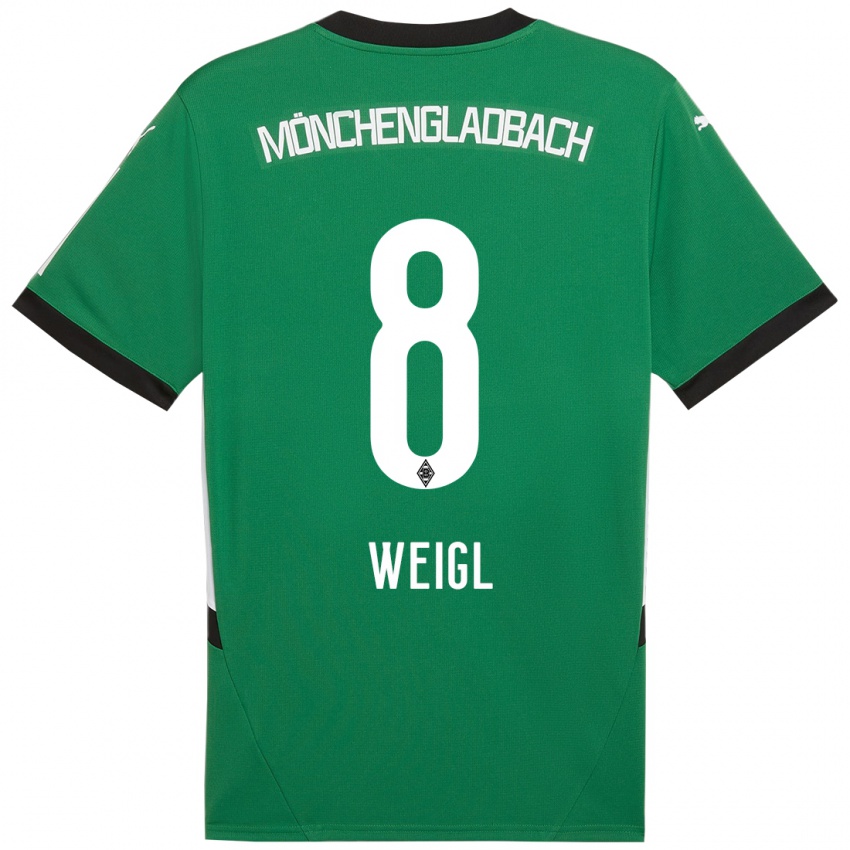 Mujer Camiseta Julian Weigl #8 Verde Blanco 2ª Equipación 2024/25 La Camisa Chile