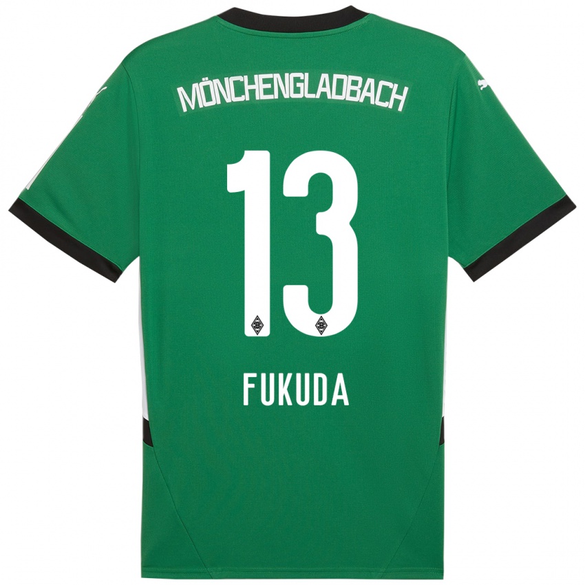 Mujer Camiseta Shio Fukuda #13 Verde Blanco 2ª Equipación 2024/25 La Camisa Chile