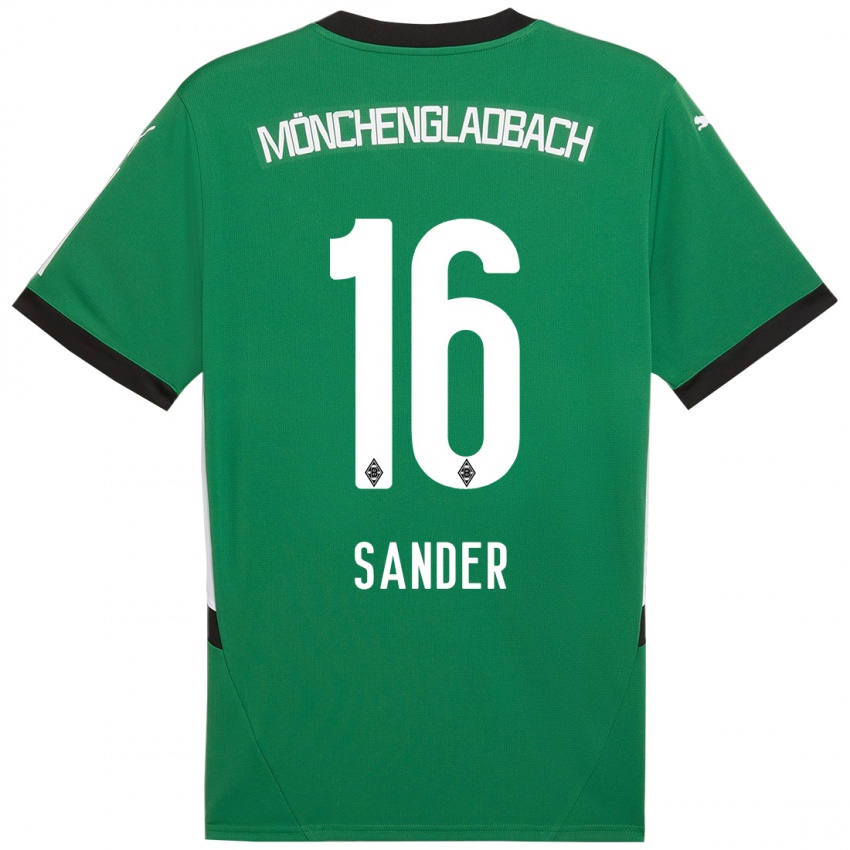 Mujer Camiseta Philipp Sander #16 Verde Blanco 2ª Equipación 2024/25 La Camisa Chile