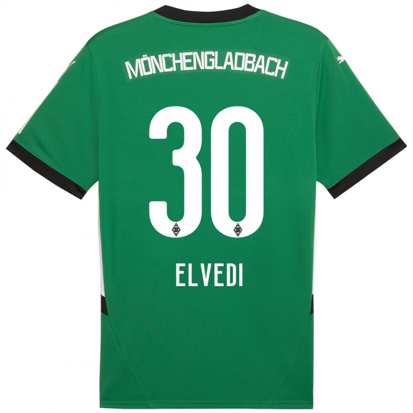 Mujer Camiseta Nico Elvedi #30 Verde Blanco 2ª Equipación 2024/25 La Camisa Chile